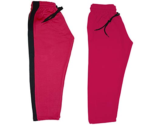 Image of IndiWeaves Kids Unisex Solid Fleece Warm Track Pants Winter Lower for Boys & Girls (Magenta; Magenta; 10-11 Years) Pack of 2