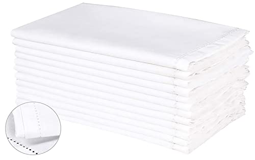 Riangi White Napkins Cotton Napkins Set Of 12 Mitered Corners And Hemstich Cloth Napkin White Cocktail Napkins 18 X 18 Inch Burlap Napkins Spring Napkins Cloth Napkins White Napkins Cloth Washable #TOP2