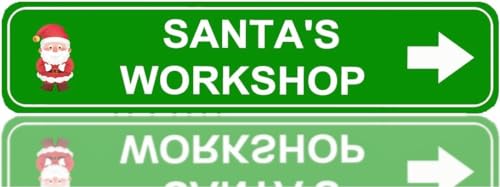 Santa's Workshop Sign�A���i�����^���T�C���A�z�[���n�E�X�A�K���[�W�o�[�A�p�u�V���b�v�p�m�x���e�B�T�C���A�E�H�[���f�R���[�V�����x���e�B���T�C��16×4�C���`