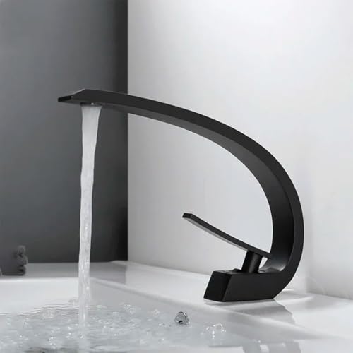 Torneira Banheiro Cascata Misturador Monocomando Aço Inox 304 Luxo Diversas Cores - Brinovar (PRETO)
