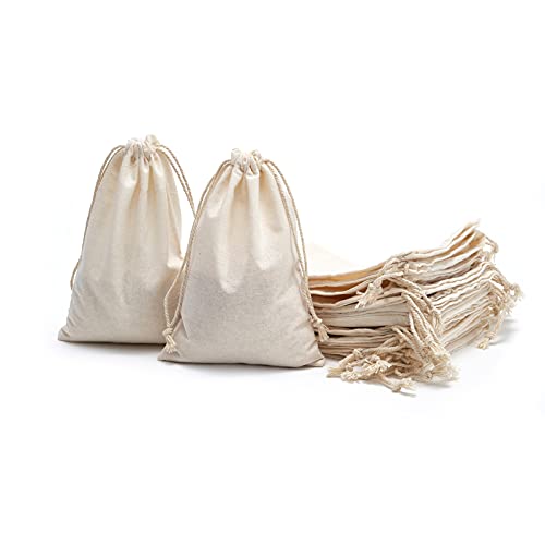 Tendwarm 50 Pack 5.9x7.8 Inches Cotton Drawstring Bags Reusable Muslin Sachet Bag for Party Wedding Storage Home Supplies by Tendwarm - Image 3