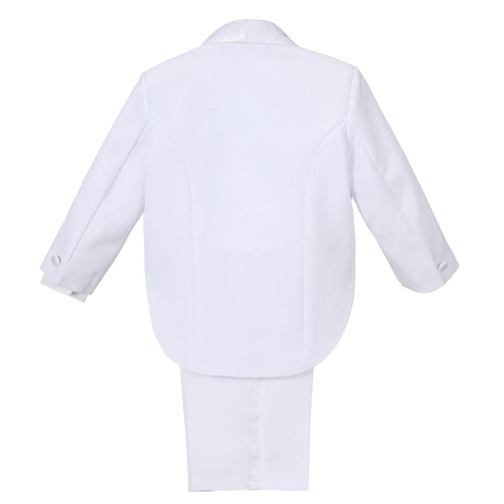 Lito Angels Esmoquin Trajes y Blazers Elegantes para Bebe Niños, Conjunto de 5 Piezas (Chaqueta, Chaleco, Camisa, Pajarita y Pantalones), Negro Blanco Marfil