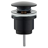 Schläfer 4051101- Piletta di scarico click-clack in Ottone Nero Opaco Misure 1"1/4 universale con tappo tondo per Lavabo Bagno e Bidet, Tappo di Scarico 4051101 per Lavandino