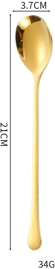 Silverware Flatware Set, 1/4/6/8/10/12 Pcs 304 Stainless Steel Spoon Ice Cream Spoon Long Handle Stirring Spoon Household Student Portable Cutlery Spoon(Silver,12Pcs)