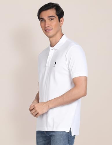 Image of U.S. POLO ASSN. Solid Slim Fit Polo T Shirts for Men - 100% Cotton, Half Sleeve Mens Tshirt
