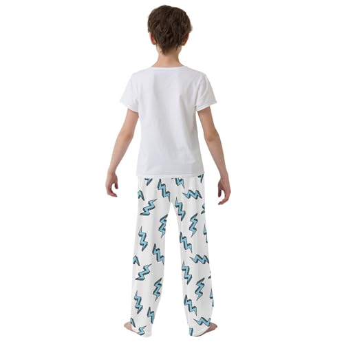 Boys' Pants Doodle Blue Lightning Bolt Long Bottoms Jogger Pants Elastic Waist Trousers with Pockets S-XL3