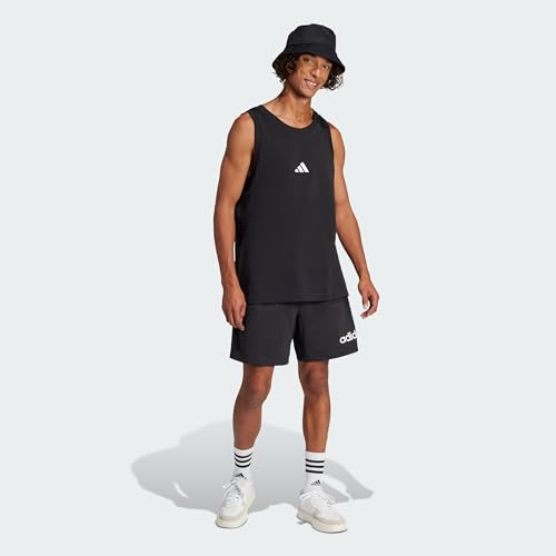 adidas Herren Essentials Small Logo Single Jersey Tank Top Shirt, Black/White, XL
