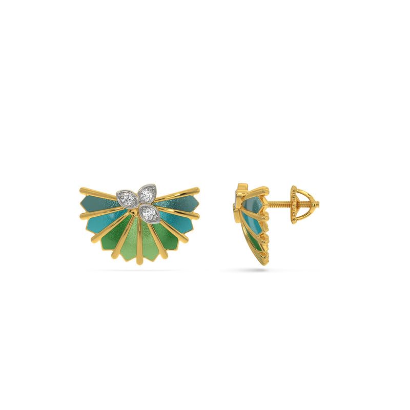 Image of Kisna 18 KT Fallon Yellow Gold Natural Diamond Earrings For Women