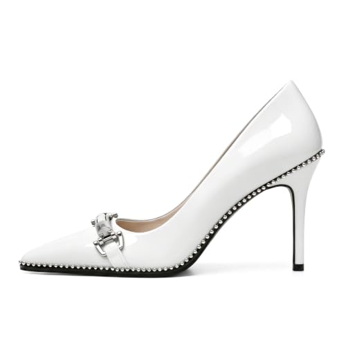 Image of Women's High Heel Pumps Stiletto Heel Pumps for Women Pointed Toe Heels Elegant Classic 3.5 Inch Beaded Pumps