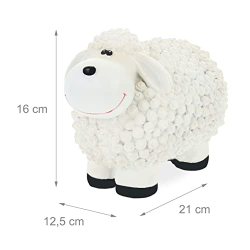 Relaxdays Garden Decoration Sculpture Sheep Hbt: 16X21X12,5 Cm, Weatherproof, Gift Idea, For Indoors And Outside, White, 100% Polyresin, 1 #TOP3