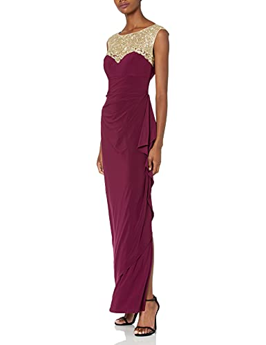Image of Alex Evenings Women's Long Column Dress with Sweetheart Illusion Neckline