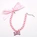 XKSRWE Dog Cat Pearls Necklace Collar with Rhinestone Bone Charm Pet Puppy Jewelry (Pink, Large)