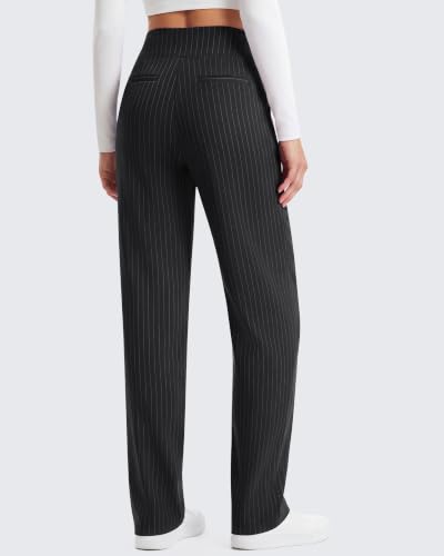ShiftReady Womens Dress Pants Pinstripe Straight Leg Work Yoga - image 2