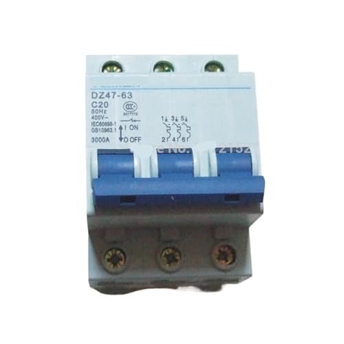 Disyuntor 3P 20A 400V evita cortocircuitos en líneas eléctricas de tres fases