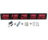 AYCDL Orologio Mondiale A LED, Orologio Digitale con Fusi Orari Multipli, Orologio Mondiale da 1,8 Pollici con Fusi Orari, 3 Livelli di Regolazione della Luminosità, Orologio M