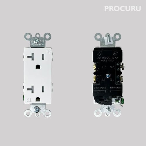 [40-Pack] PROCURU 20 Amp Decorator Commercial Grade Outlet Receptacle, Tamper Resistant, NEMA 5-20R, with Wall Plate Covers, 125V, White, UL Certified by PROCURU - Image 2