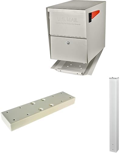 Mail Boss Package Master X2 In-Ground Mount Combo Kit Locking Metal Standard Mailbox - Cream White