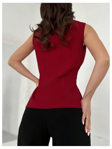 Floerns Women's Elegant Sexy Heart Metal Button Down Suit Vest Business Casual Lightweight Jacket Blouse Tops2