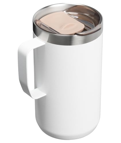 Image of STANLEY Everyday Camp Mug 24oz | Drink Through Lid | Cup for Coffee, Tea and Drinks | Insulated Stainless Steel Coffee Mug | BPA-Free | Hammertone Frost