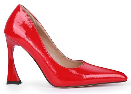 Stiletto Mid Heel for Women Pointed Toe Stiletto Heels Closed Toe Pumps Slip on High Heels 4 inch Dress Pumps2