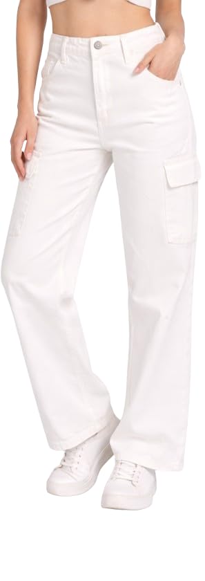 me queen Women’s High Rise Wide Leg Cargo Jeans | Loose Fit Six Pocket Denim for Casual & Streetwear-picture-50