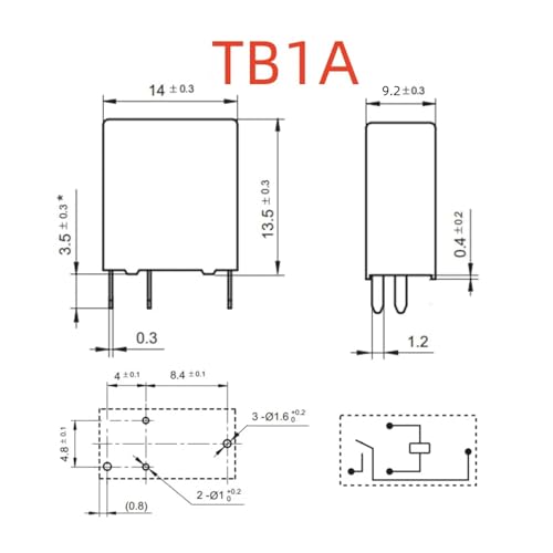 Relé TB1-160ML1 12VDC interruptor automotriz 4 pines 2