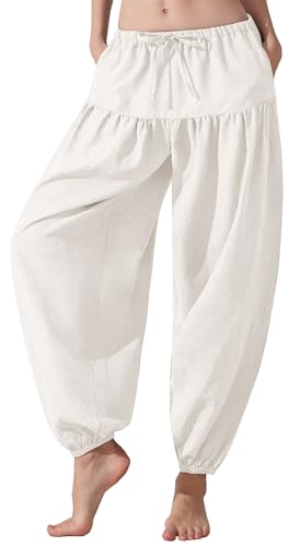 Pantalon de yoga baggy anti-compression à taille haute et poches latérales