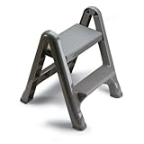 Rubbermaid Two-Step Folding Foot Stool, Small Step Stool, Gray, for Home/Laundry/Closet/House/Garage
