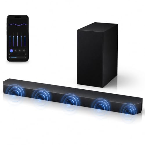 Image of 3.1.2 Channel Soundbar with Wireless Subwoofer for TV, Dolby Atmos & DTS Virtual:X Home Theater Audio System, Q-Symphony Compatible, HDMI eARC, 4K Video Pass-Through, Bluetooth, Titan Black