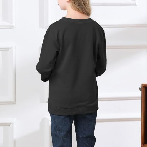 Girls Crewneck Sweatshirt Fall Winter Casual Comfy Loose Fit Pullover Tops Toddler Boys Basic Solid Color Long Sleeve Outfits2