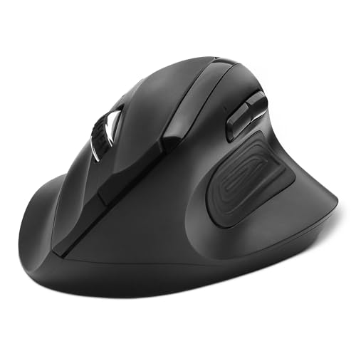 Amazonベーシック 縦型 ワイヤレスマウス 6ボタン搭載 (デスクトップパソコン/ノートパソコン用) 無線マウス 12.3cm × 9.5cm × 6.2cm ブラック