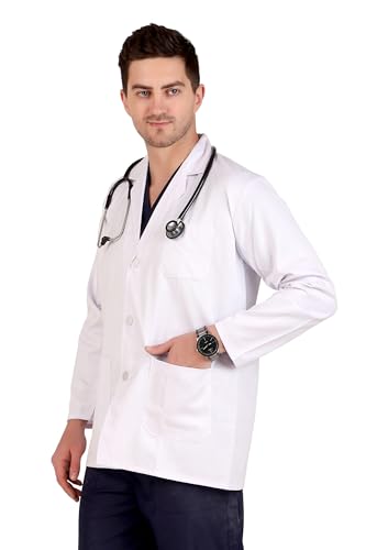 Image of Men's Lab Coat for Doctors and Medical Students| Cotton Long Sleeves Medical Apron | 3 Pockets | Uniform for Doctors