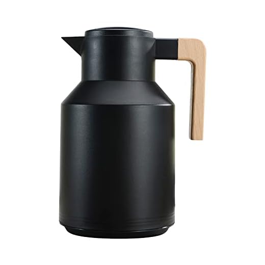 ERYUE Jarra de café, Jarra térmica de café 1 l com parede dupla jarra térmica com cabo de madeira chaleira de água garrafa térmica garrafa de chá mantendo quente e frio