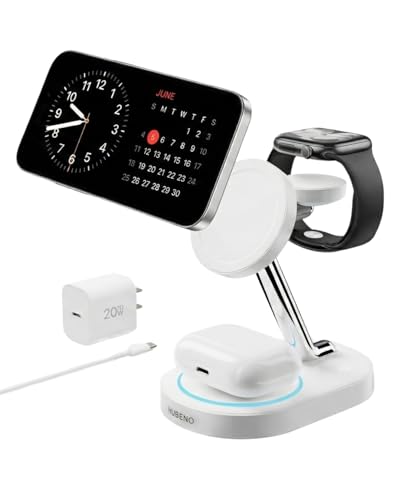 Station de charge rapide MagSafe 3 en 1 blanche pour iPhone 15/14/13/12, Apple Watch et AirPods