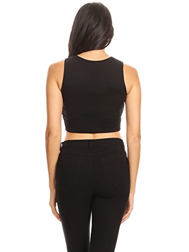 Anna-Kaci Womens Sleeveless Sequin V Neck Cropped Tank Top Clubwear Night Out, Silver2