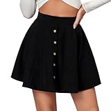  seiveini Mini Jupe Femme Elégant Jupe Évasée Jupe en Velours Automne Hiver Jupe Courte Décontractés Jupes Ligne A Jupe de Bureau Party Soirée Cocktail Jupe Vintage F Noir L