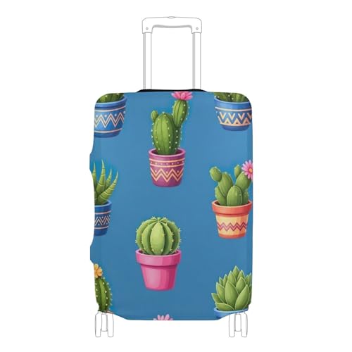 Joisal Luggage Covers for Suitcase Protector Colorful Cacti Succulents Flowers Blue Baggage Cartoon Travel Vacation Essentials, S, Fits 18-20 Inch Case