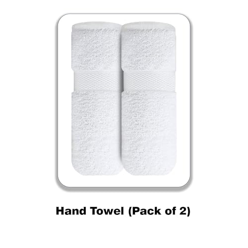 Image of Sulfar 100% Combed Cotton, Quick Drying Highly Absorbent, Luxury Hand Towel Set (Pack of 2, 40 X 70 cm) White