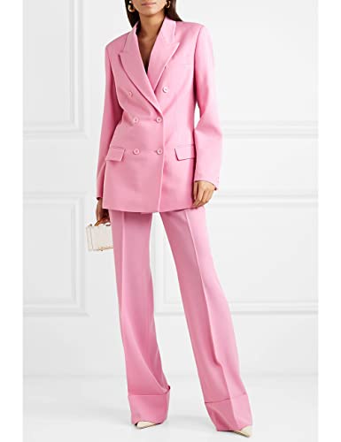 Womens Suit 2 Pieces Set Regular Style Notch Lapel Double Breasted Blazer Lady Set Work Suits (Blazer+Pants)3
