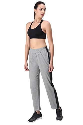 Image of Fflirtygo Women's Cotton Track Pants, Joggers for Women, Women�s Leisure Wear, Night Wear Pajama, Grey with Zip Pockets�for Sports Gym Athletic Training Workout