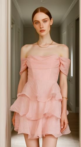 kosoze Off Shoulder Homecoming Dress for Women 2025 Tiered Ruffle Short Prom Dresses A Line Cocktail Gown2