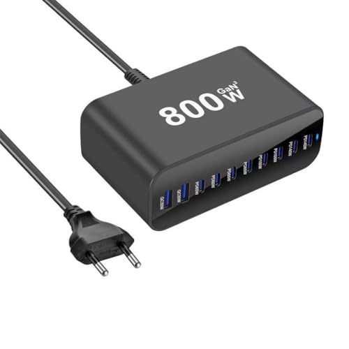 Image of CUBONIC 10-Port GaN Charging Station with 8 USB-C & 2 USB-A Ports, Multi Device Desktop Charging Hub for Laptops, Smartphones, Tablets, Earbuds & USB Powered Electronic Devices (800 W)