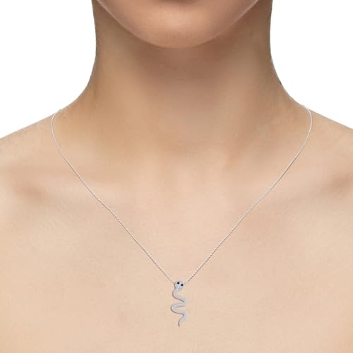 Natural Gemstone with Moissanite Snake Pendant Necklaces for Women in 925 Silver/18K Yellow/Rose Gold Vermeil, Birthstone Jewelry Gifts for Her Birthday, Wedding, Anniversary, Graduation, Mothers Day2