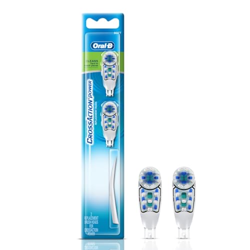 Oral B ORIGINAL Cross Action Battery Toothbrush Replacement Brush Heads [10X POWERFUL THAN COMPATIBLE PRODUCTS], Soft Bristles, 2 Refills