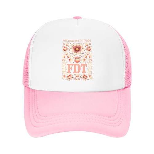 FDT Floral Resist Trucker Hat Foxtrot Delta Tango Kids Hats Adjustable Mesh Baseball Cap - Pink