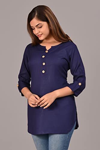 Image of Women's Rayon Straight Solid Casual Top /Kurta