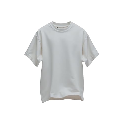 Cottonia unisex Heavy Oversized Tee Wide Cut Tee Short Sleeves Shirt with Crew Neck 100% Compact Cotton (220 GSM) (UAE/KSA Alpha M Regular Regular WHITE)