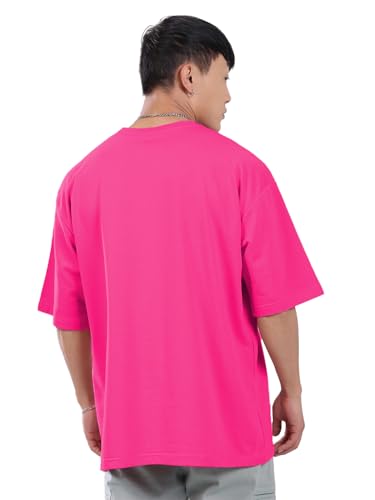 Image of LEOTUDE Half Sleeve Oversized Tshirt for Men, Round Neck Cottonblend Drop Shoulder Solid T-Shirt (Color Multicolor)