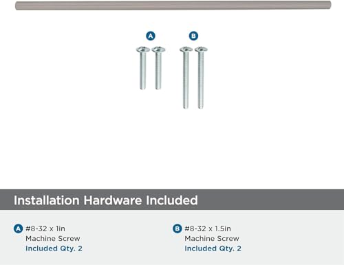 Image of Amerock 12-5 /8 inch Bar Pulls Sterling Nickel Drawer Pull | 12-5 /8 inch (320mm) Center-to-Center Mounting Distance and 15-3 /4 inch Overall Length, Durable Carbon Steel Cabinet Hardware