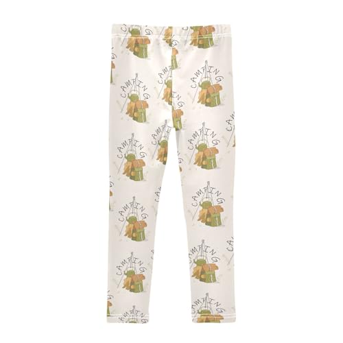 Pattern of Camping Girls Leggings,Workout Leggings for Girls Toddler Athletic Leggings Size for 3-10T2